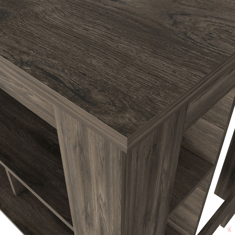 Grand îlot de cuisine à 2 niveaux Courson, Noir, White, 35.4" H x 40.5" W x 27.5" D