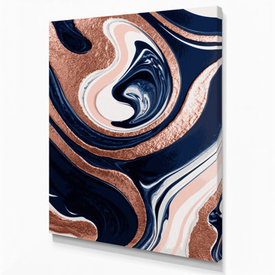 Abstrait art fluide sur toile bleue 77
