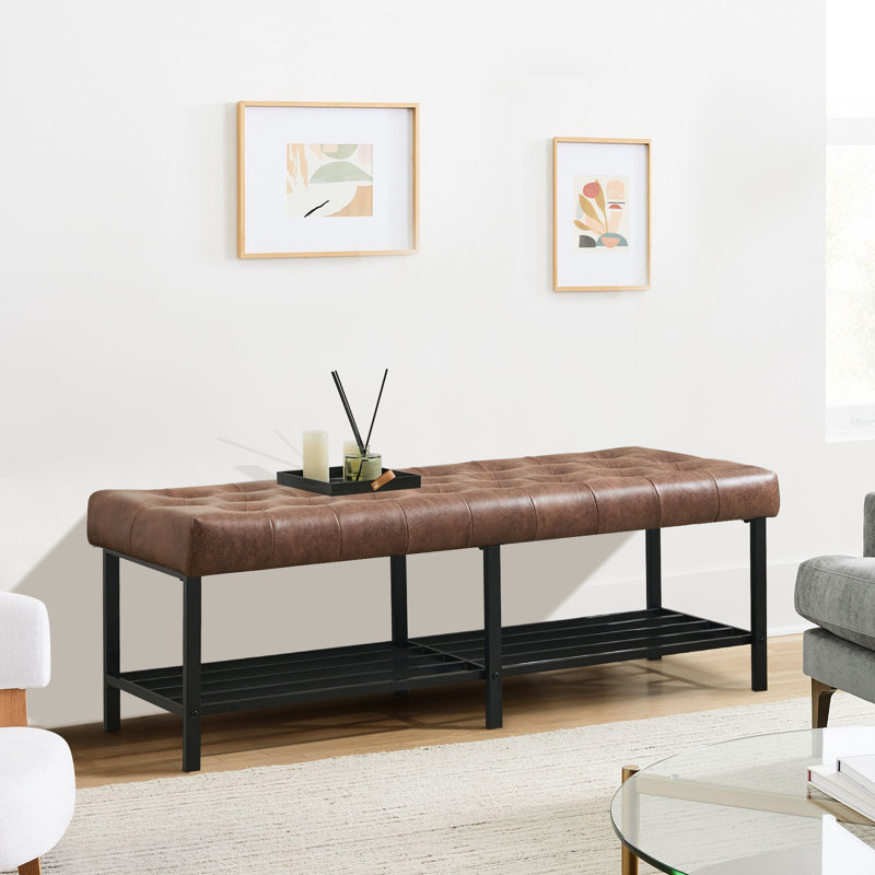 Eleonore Upholstered Wide Storage Bench, Brown