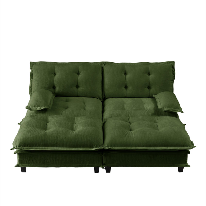 2-Seater U-Shaped Sectional, Green Chenille