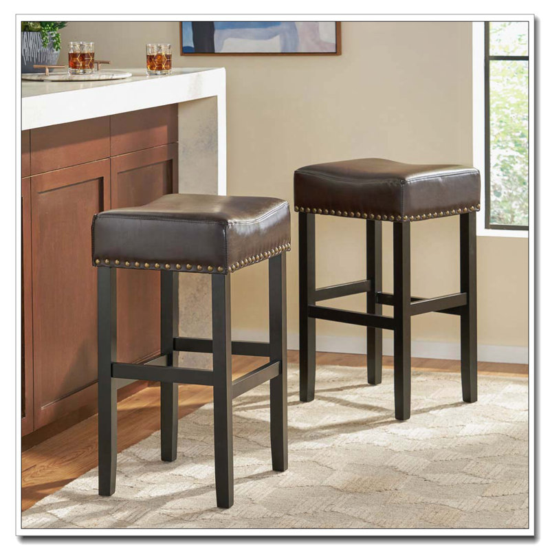 Tabouret de bar 30 po en cuir reconstitué sans dossier, Brun