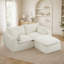 Canapé d'angle modulaire en velours côtelé en forme de L avec pouf, sans assemblage, canapé nuage adapté aux animaux de compagnie pour petits espaces-924687403