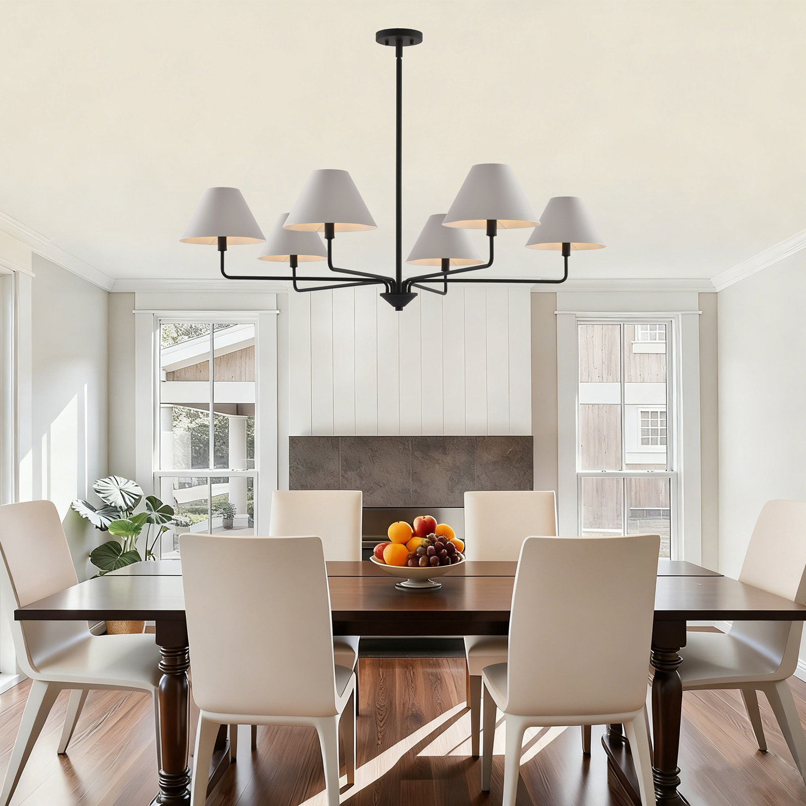 6-Light Chandelier, Matte Black