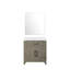 Meuble-lavabo simple en chêne gris l 30 po x P 22 po, comptoir en quartz blanc et miroir 28 po