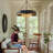 Farmhouse Chandelier for Dining Room, 8-Light 35.43” Rustic Drum Chandeliers Black and Brown Metal Wood Grain Round Pendant  Lighting for Kitchen Island Foyer Entryway Living Room-1578427697