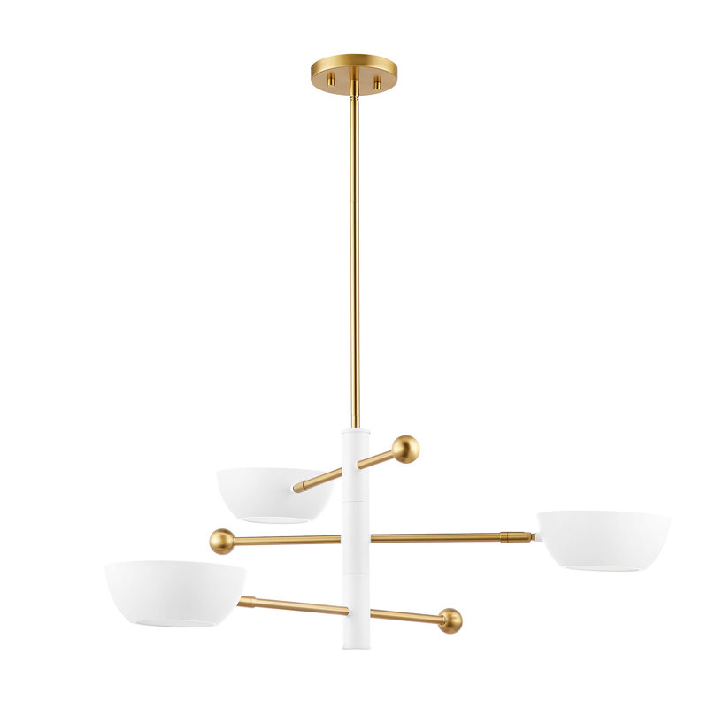Lustre 3 lumières Nyna, Laiton naturel / blanc