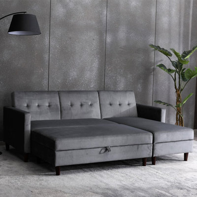 Campos 3 Seater Velvet Corner Sofa