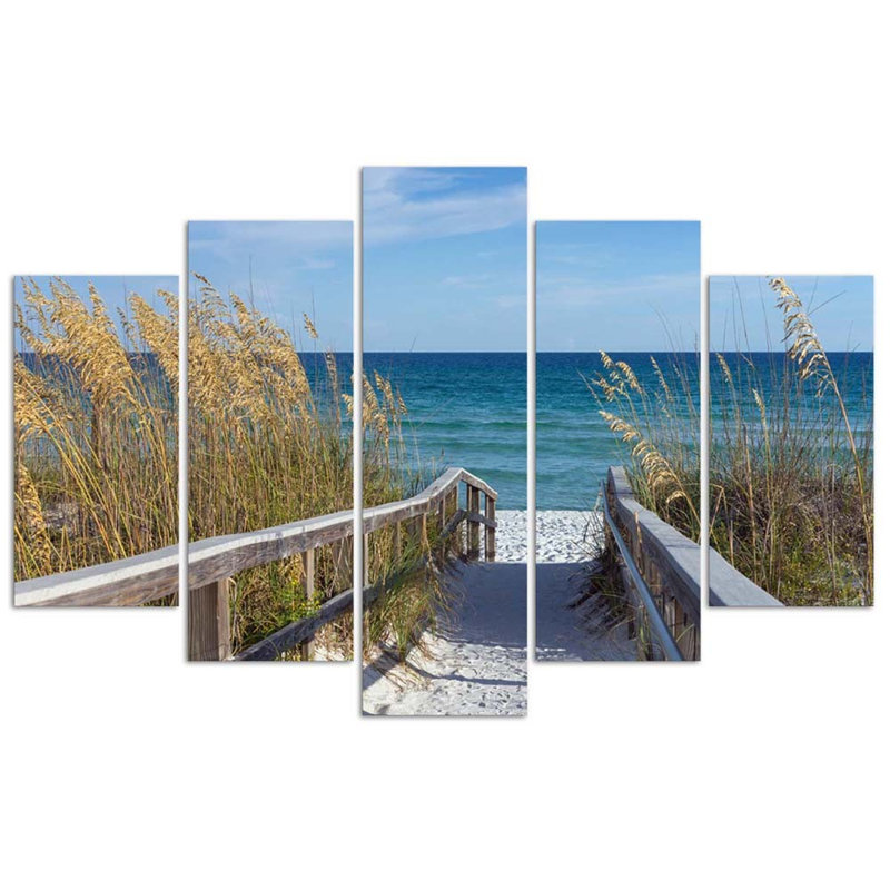 Sea, Beach, Nature - 5 Piece No Frame Print on Canvas, 70cm H x 100cm W