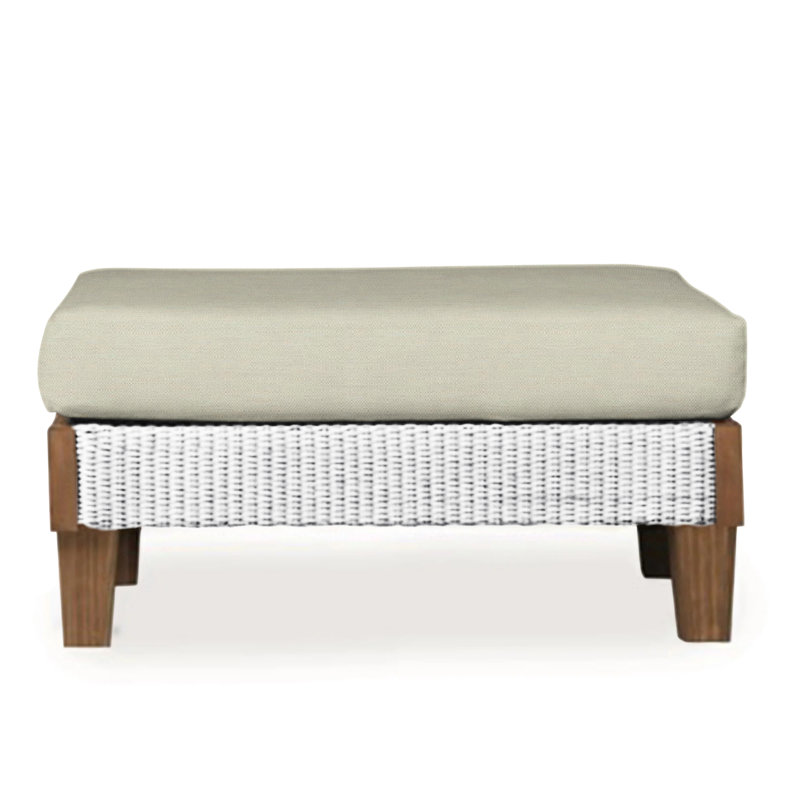 Catalina Outdoor Ottoman, Remy Pebble, White