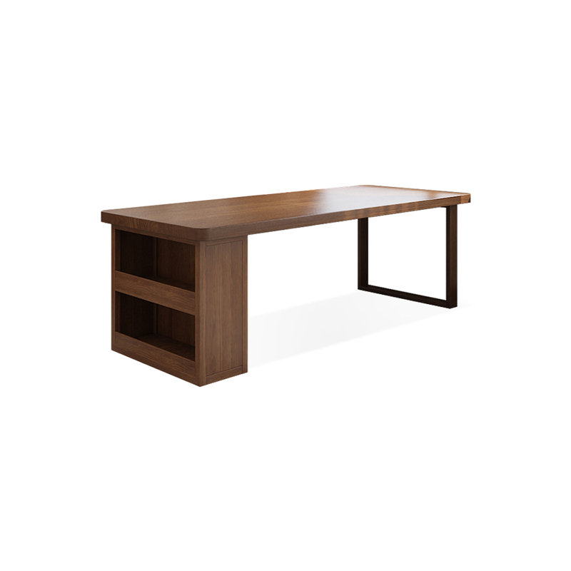 Bureau d'écriture rectangulaire en bois massif noyer, H 29,53 po x l 62,99 po x P 27,56 po