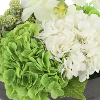Organic Modern Arrangement with Orchids and Hydrangeas
