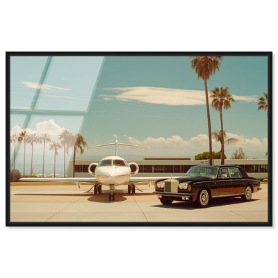 Sky Meets the Road Framed High-Gloss Acrylic Glass Wall Art Retro Photography by Art Remedy, Black Frame, 36 x 24