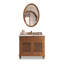 Meuble-lavabo en bois d'hévéa de style japonais avec plateau en pierre frittée
