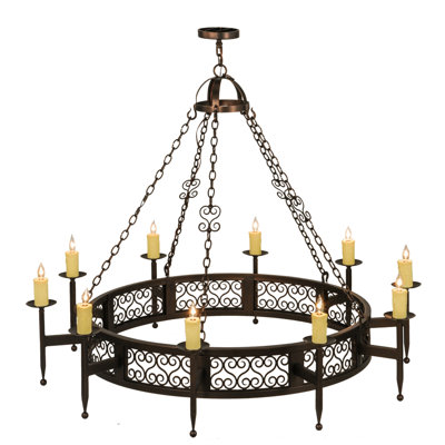 Lustre de roue de style bougie 10 lumières façon bougie Grimmett