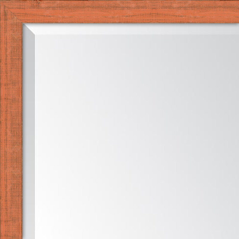 Broadway Wood Flat Wall Mirror, 39" H x 27" W, Orange