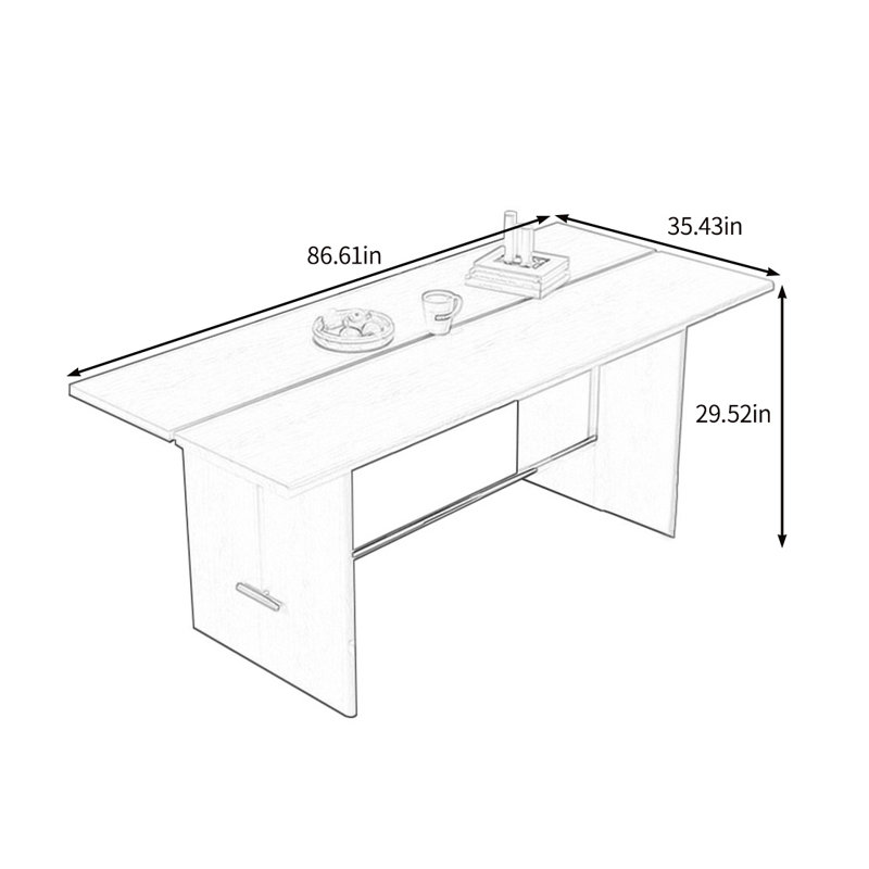 Solid wood light dining table, 29.52"H x 86.61"L x 35.43"W