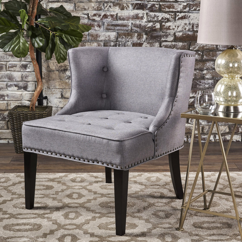 Fauteuil club occasionnel en tissu gris, 27,66 po Largeur, hauteur de 32,4 po, profondeur de 27,28 po, pavillon de 25,4 lb de hauteur, largeur, profondeur,