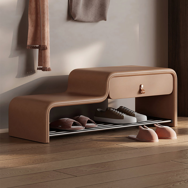 Banc à chaussures en cuir 39,4 po, Orange