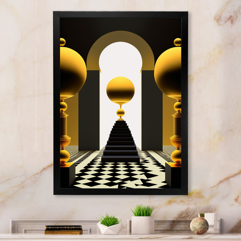 Golden Shrine Circle Anomaly - reproduction sur toile, Impression noire sur toile encadrée, H 44 po x l 34 po x P 1,5 po