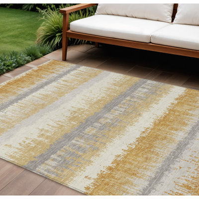 Tapis intérieur lavable rayé en cuivre doré 10 pi x 14 pi