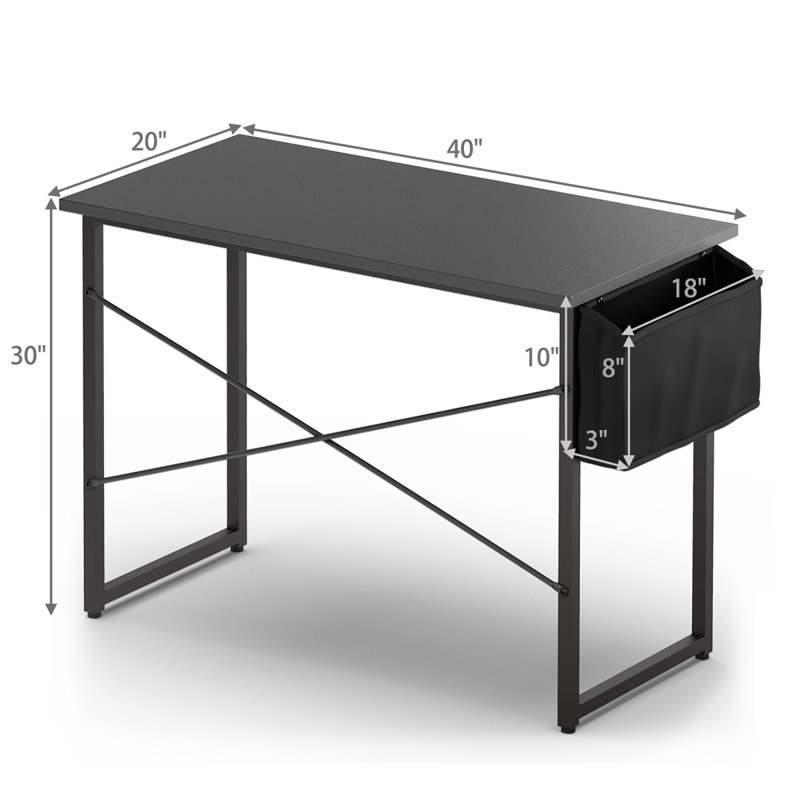 Bureau Modern, Noir / Noir, H 30 po x l 40 po x P 20 po