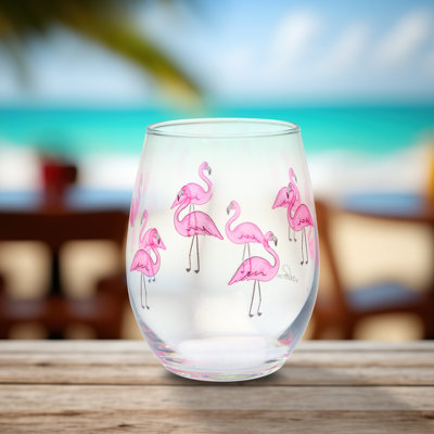 Culver Flamingos 15 oz. Stemless Wine Glass