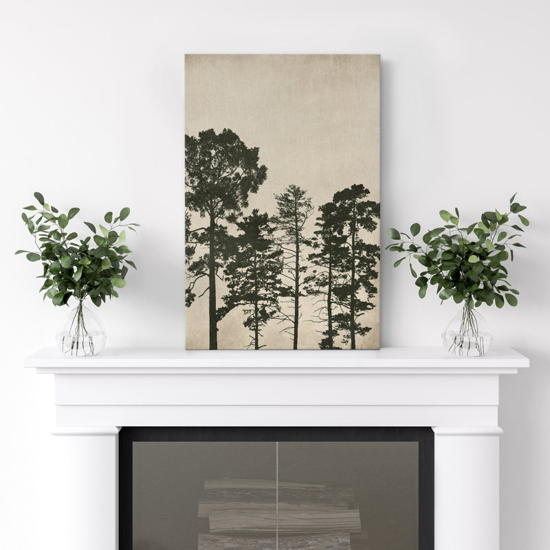 «Tall Pine Silhouettes», impression sur toile - décor de forêt rustique pour le salon ou la cabane, H 18 po x l 12 po