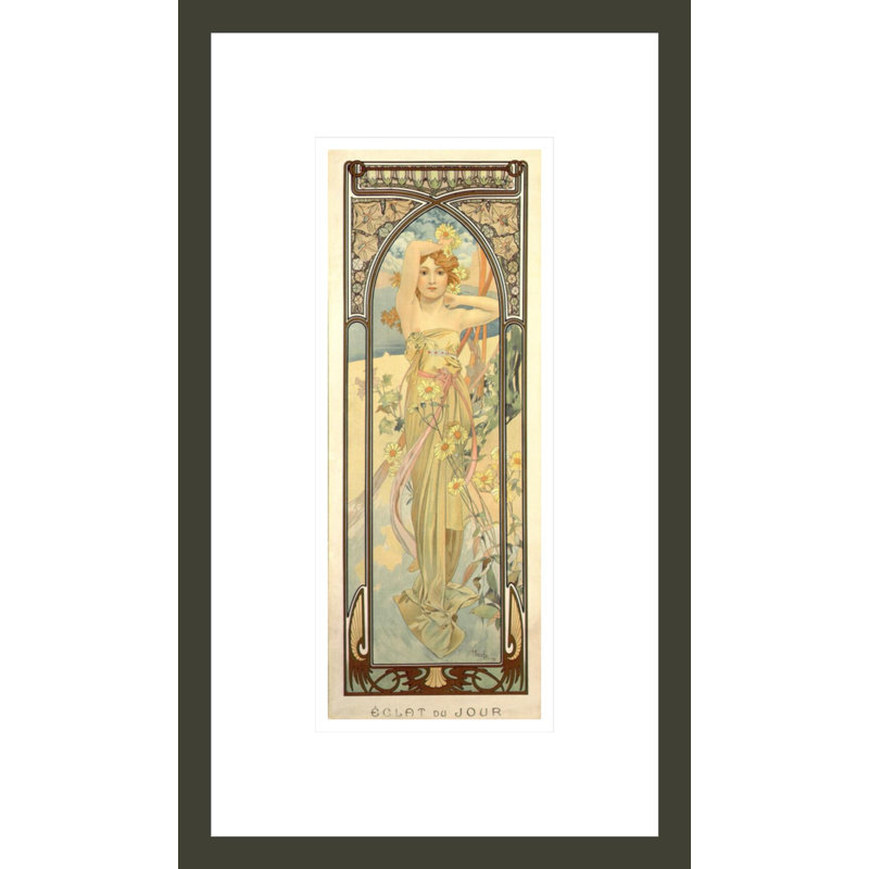 «The Times of the Day: Brightness of Day» (1899) par Alphonse Mucha, impression giclée encadrée, H 16,75 po x l 9,86 po