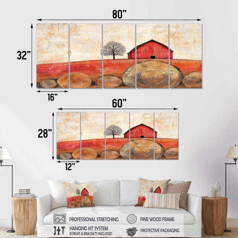 Hagerman - Barn Wall Art - ensemble d'art mural traditionnel, H 32 po x l 80 po, 5