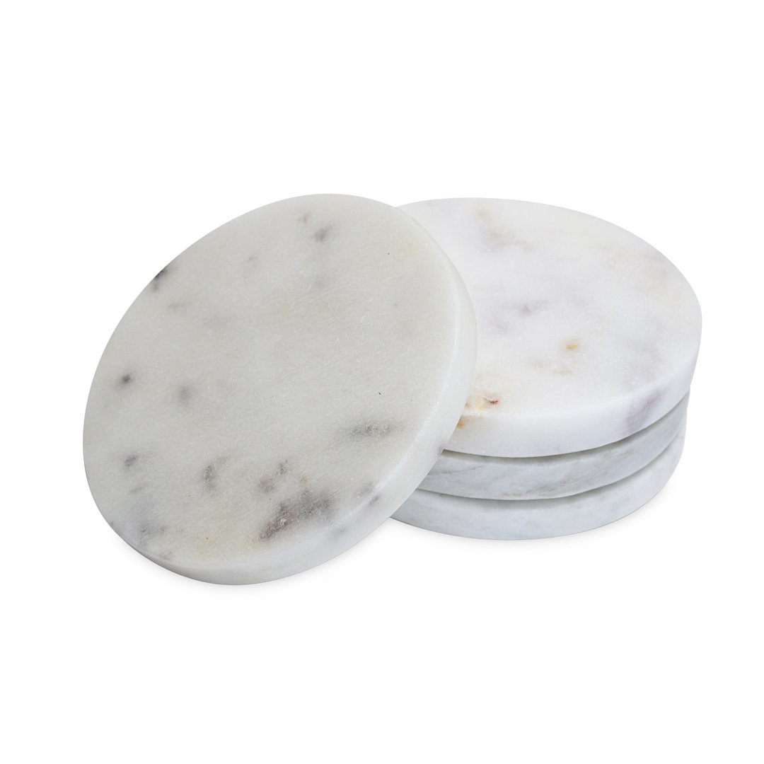 Marble Round 4 Piece Coaster Set (Set of 4) AllModern