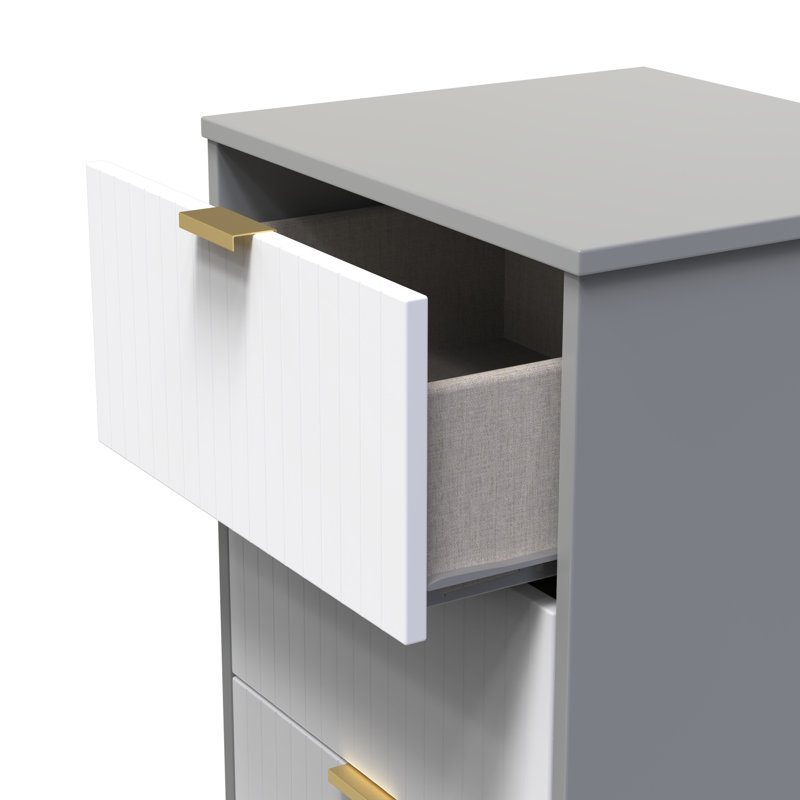 Barriner Bedside Table, White Matt/Dusk Grey