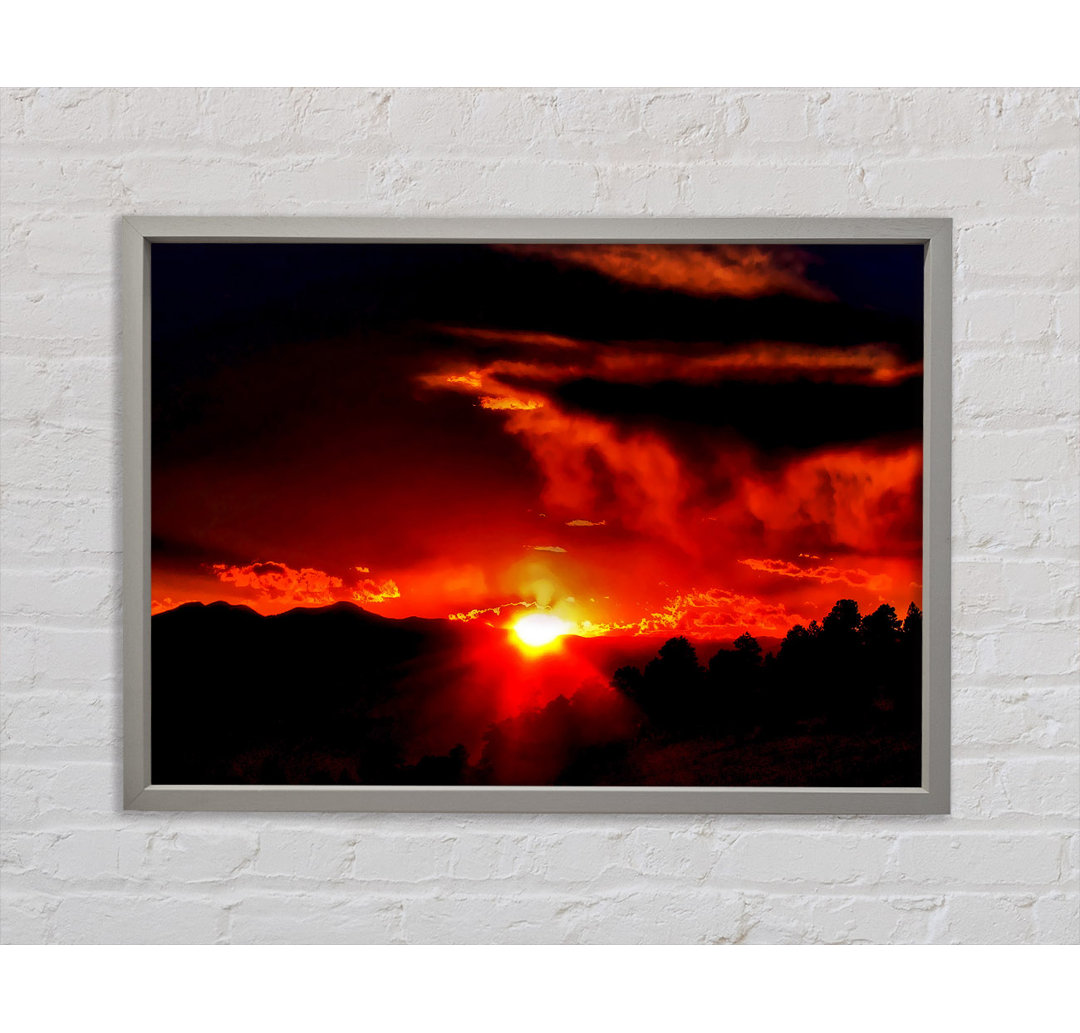 Vibrant Red Sun Clouds - Einzelbildrahmen Kunstdrucke auf Leinwand