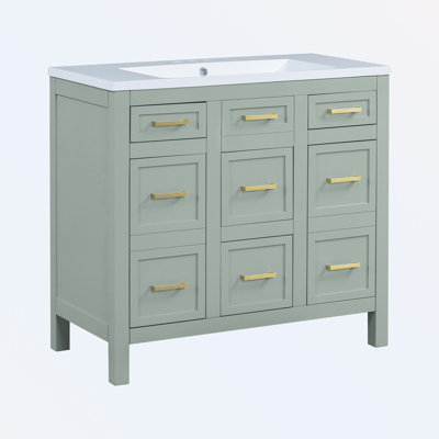 Bathroom Vanity Cabinet with Resin Integrated Sink