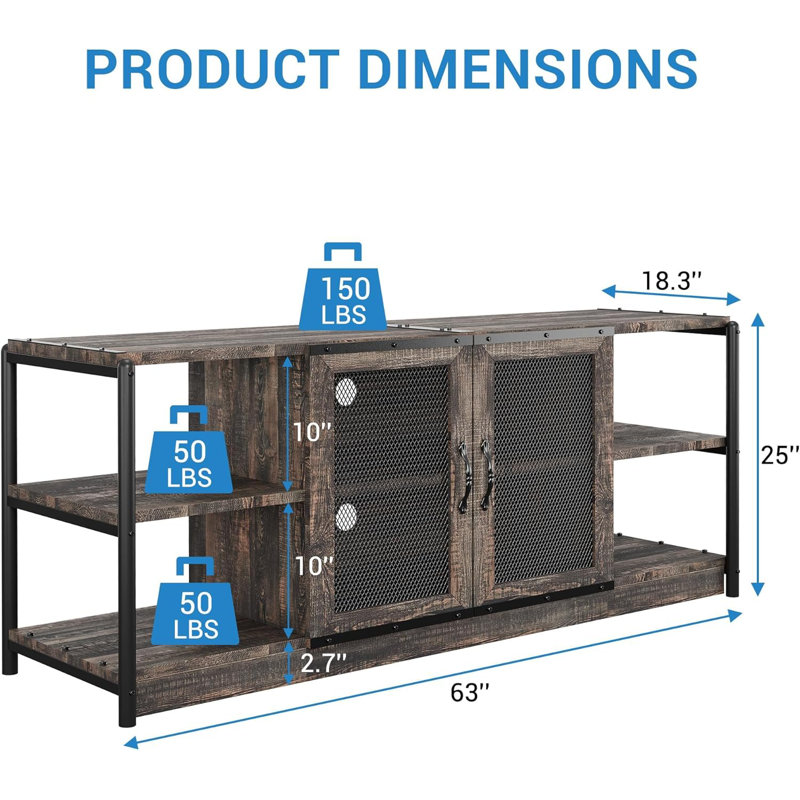 TV Stand for TVs up to 75", Brown Wood