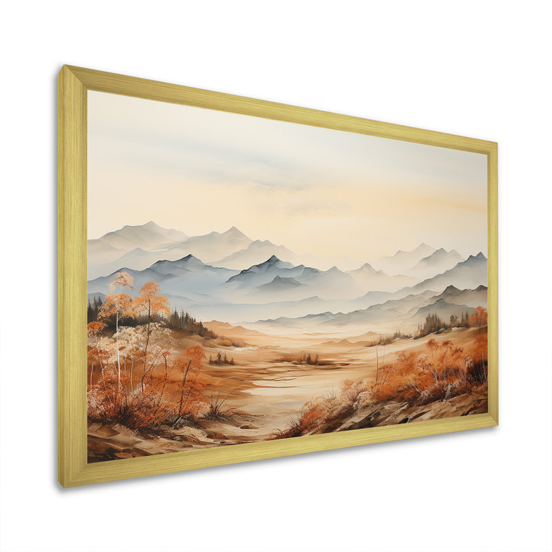 «Mountain Morning Whisperes II», reproduction sur toile, Cadre doré simple, H 30 po x l 40 po x P 1,5 po
