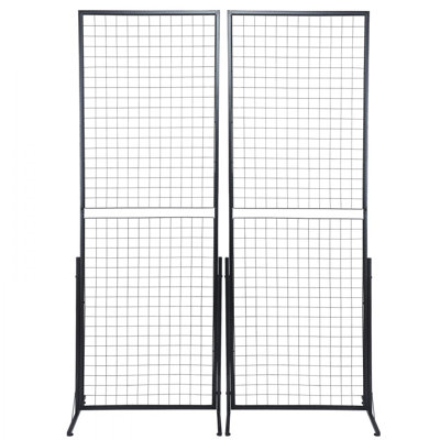 Tour à panneaux muraux de 2 pi x 5,6 pi, supports à panneaux grillagés avec base en T sur pied, panneaux à panneaux latéraux doubles pour salons d'artisanat, présentoir de détail avec pinces et crochets supplémentaires