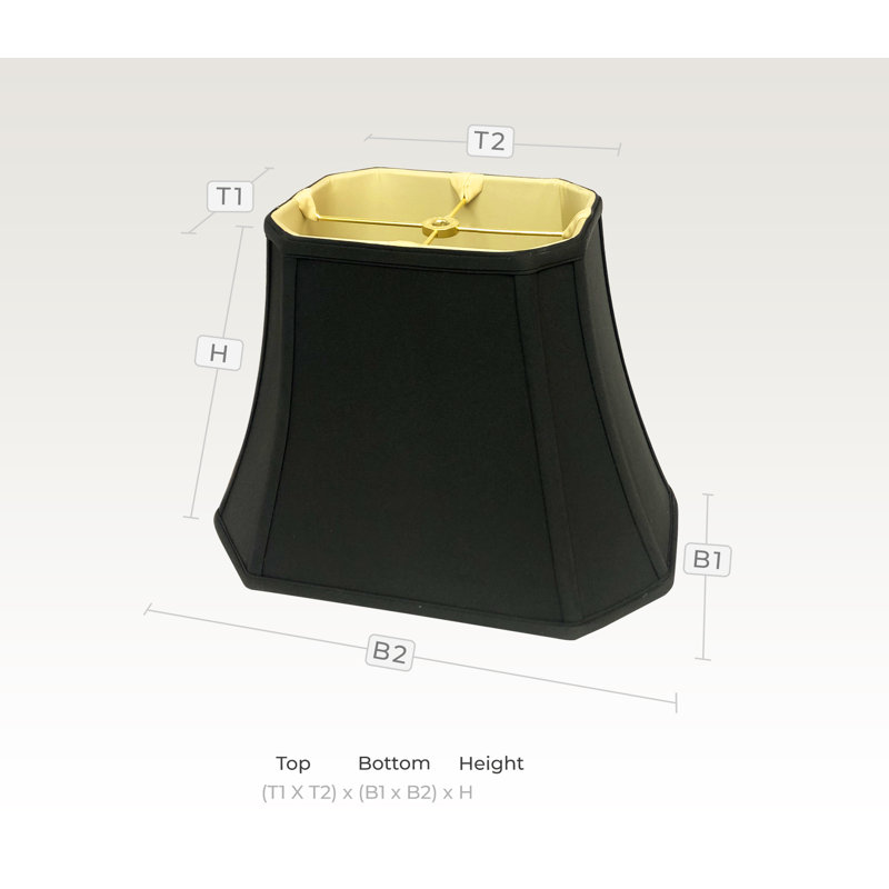 Royal Designs, Inc. BSO-710-12BLK/GL-2 Rectangle Cut Corner Basic Lamp Shade, (5x6.5)" x (8x12)" x 10", Black with Gold, 2-Pack