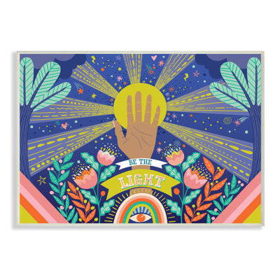Be The Light Quote Boho Chic Floral Sunrays