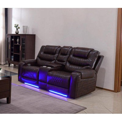 Canapé inclinable en cuir brun foncé