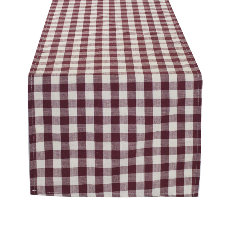 Buffalo Checkered Farmhouse Table Runner, 54" x 16" , Wine