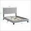 Structure de lit tapissier avec tête de lit capitonnée Hockensmith - lattes en bois massif, aucun sommier requis, gris pour la chambre-1055407640-1055407639