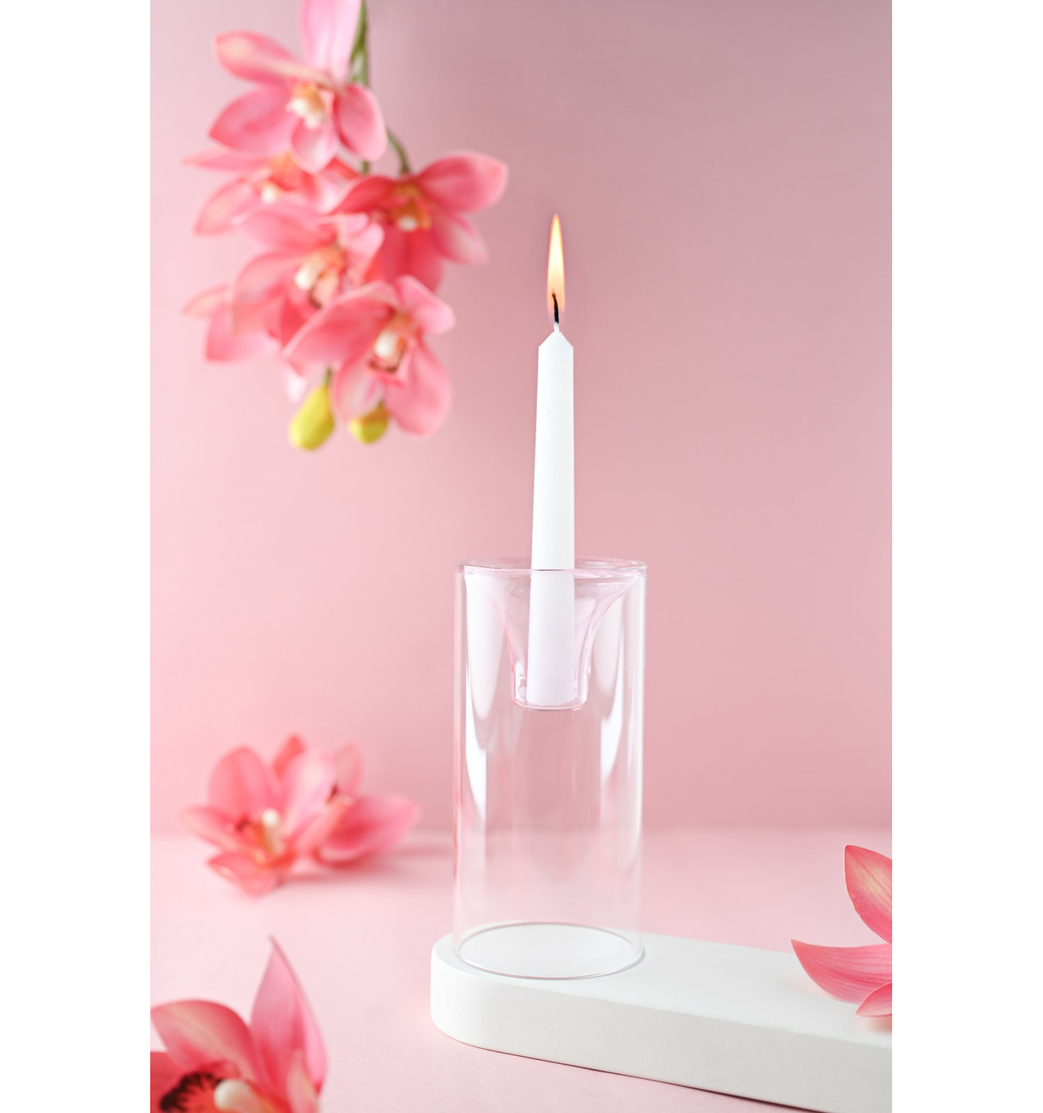Ahmad Glass Tealight Candle Holder, 5.5"H x 3" W x 3" D, Pink