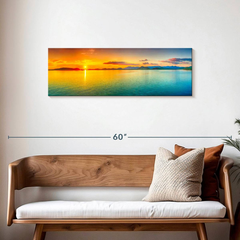 Paysage, plage sur toile, H 14 po x l 42 po x P 1,25 po