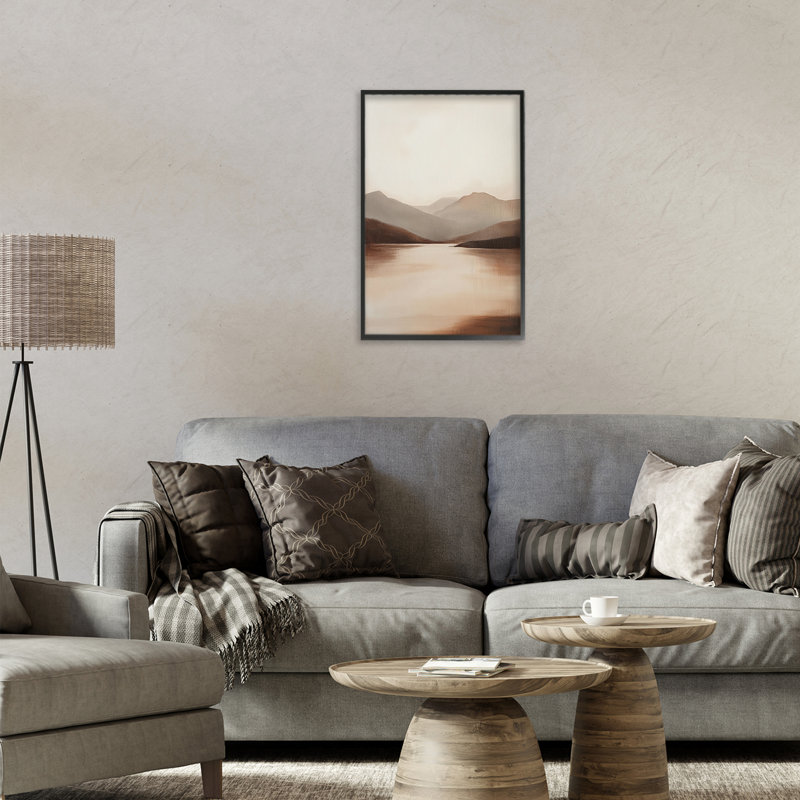 «Calming Mountains Brown Landscape», estampe numérique par Petal Prints Design, H 18 po x l 12 po