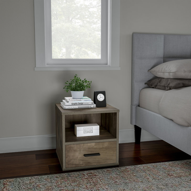 Table d'appoint empilable avec tiroir, gris, gris