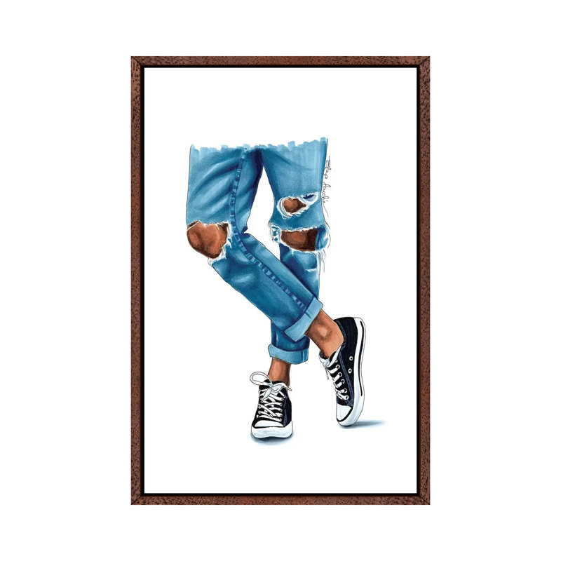 Casual Kicks by Denis Orio Ibañez - Print on Canvas, Classic Brown Wood Framed, 101.6 cm H x 66.04 cm W