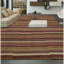Gabbeh Wool Striped Area Rug in Orange/Dark Brown/Green/Beige-124928111