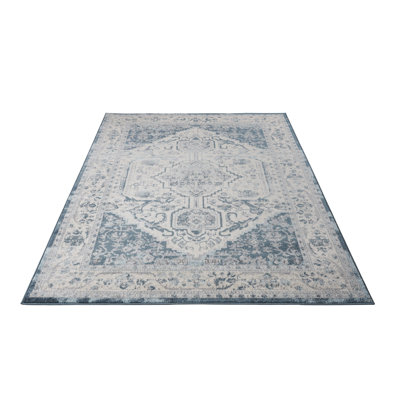 Tapis bleu / crème Seidel