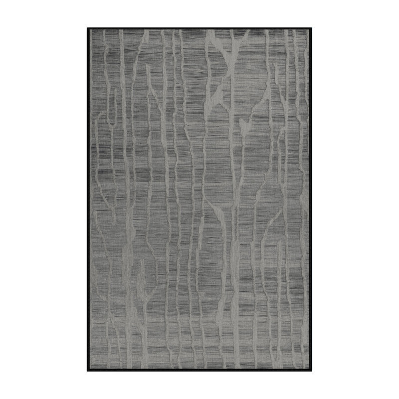 Tapis abstrait gris lavable à la machine, Rectangulaire 2 pi x 3 pi
