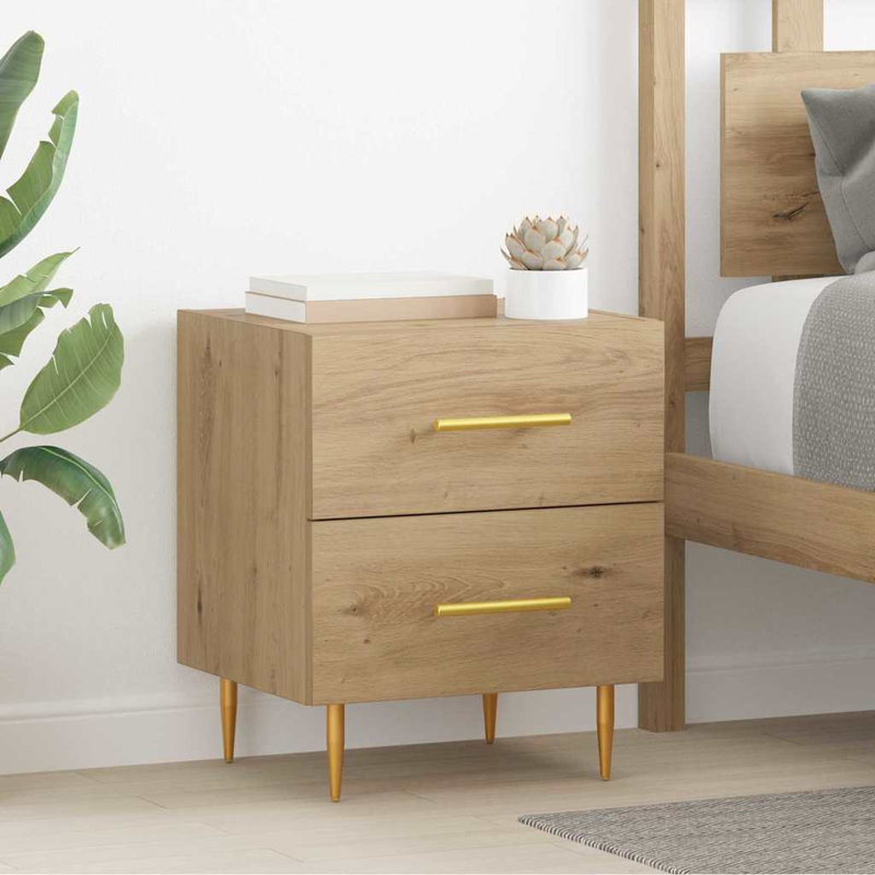 40cm W Manufactured Wood Bedside Table, Artisan Oak